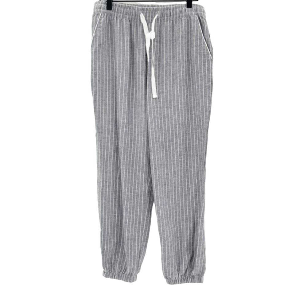 Gap Body Pajama Pants Women's Size XS Blue/Gray White Striped Drawstring